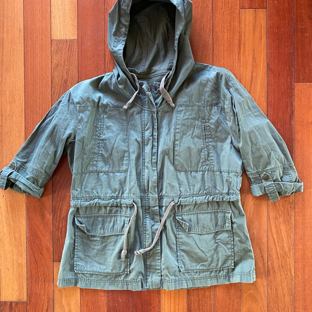 GAP‎ women’s Olive Hooded Utility Chore full zip jacket size S